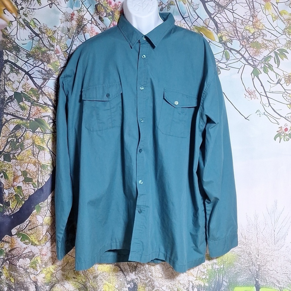 Stone creek Green long sleeve shirt with front pockets 4X